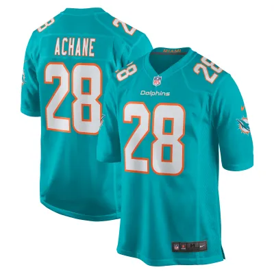 Men's Miami Dolphins Devon Achane Aqua Player Game Jersey 01