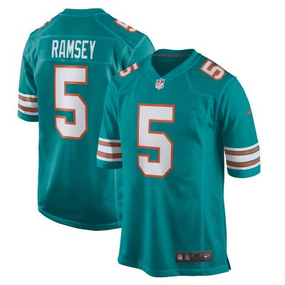 Men's Miami Dolphins Jalen Ramsey Aqua Alternate Game Jersey 01