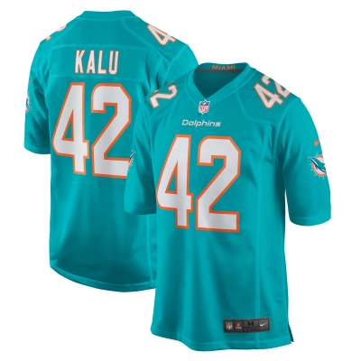Men's Miami Dolphins Joshua Kalu  Aqua Team Game Jersey 01