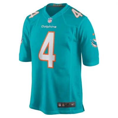 Men's Miami Dolphins Kader Kohou Aqua Game Player Jersey 02