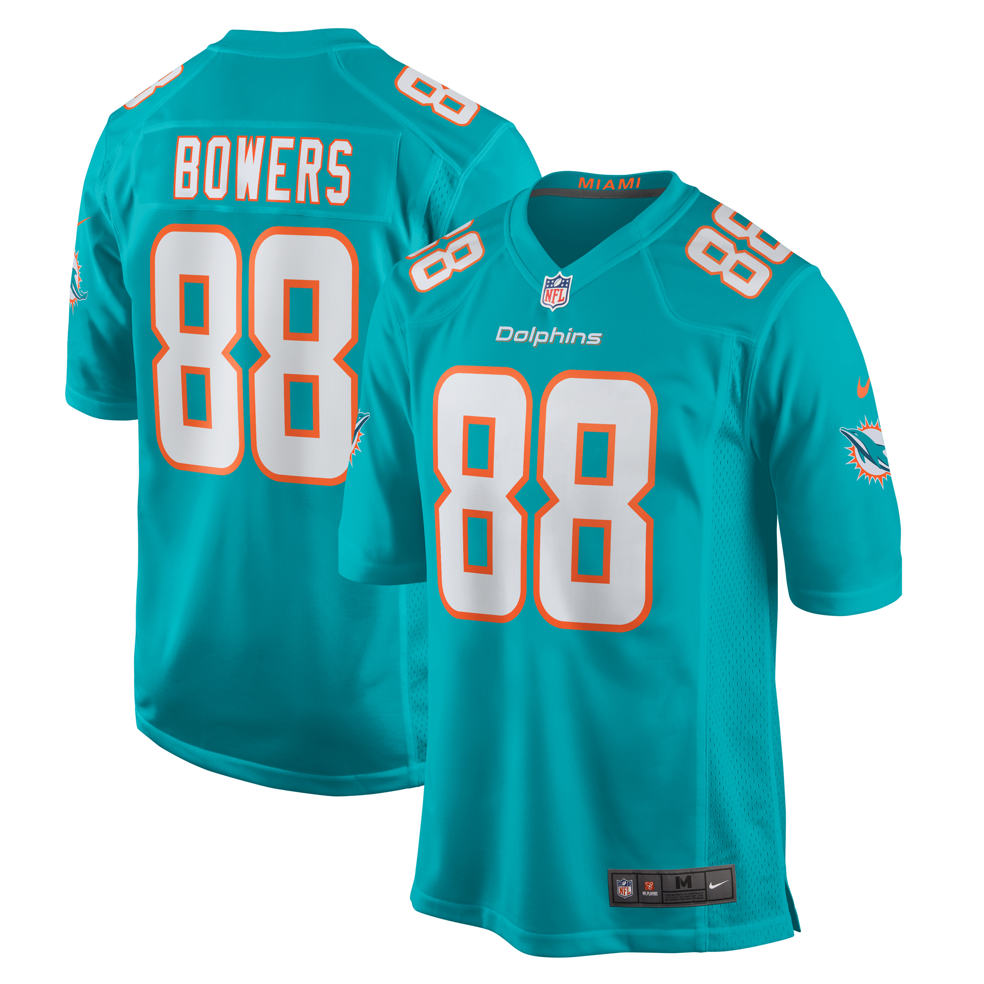 Men's Miami Dolphins Nick Bowers  Aqua Team Game Jersey