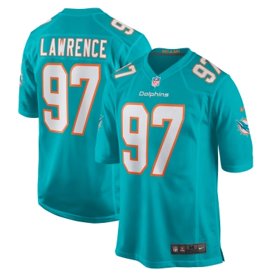 Men's Miami Dolphins Rashard Lawrence  Aqua Team Game Jersey 01