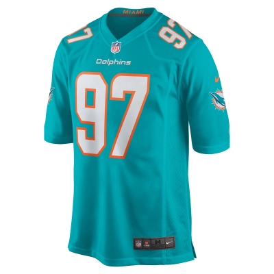 Men's Miami Dolphins Rashard Lawrence  Aqua Team Game Jersey 02