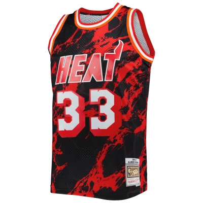 Men's Miami Heat Alonzo Mourning Black 1996/97 Hardwood Classics Marble Swingman Jersey 02
