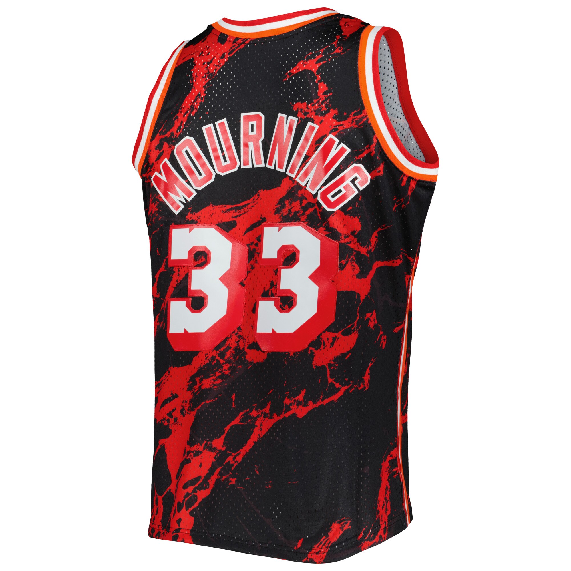 Men's Miami Heat Alonzo Mourning Black 1996/97 Hardwood Classics Marble Swingman Jersey