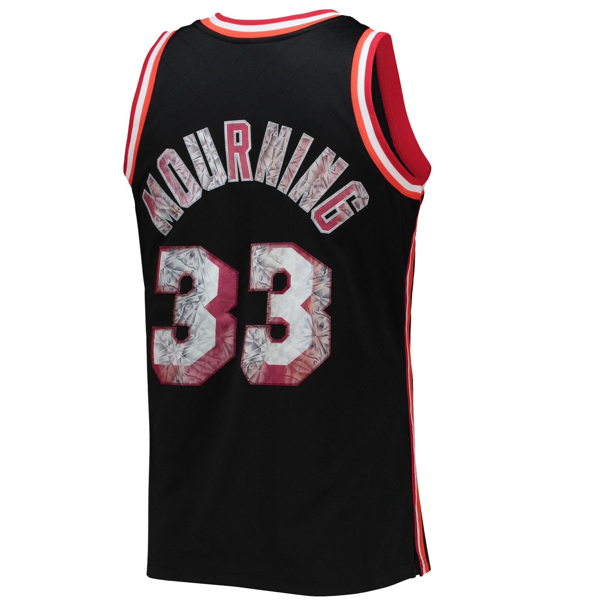 Men's Miami Heat Alonzo Mourning Black 1996/97 Hardwood Classics NBA 75th Anniversary Diamond Swingman Jersey