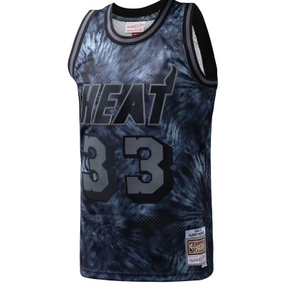 Men's Miami Heat Alonzo Mourning Black Hardwood Classics 1996/97 Tie-Dye Swingman Jersey 02