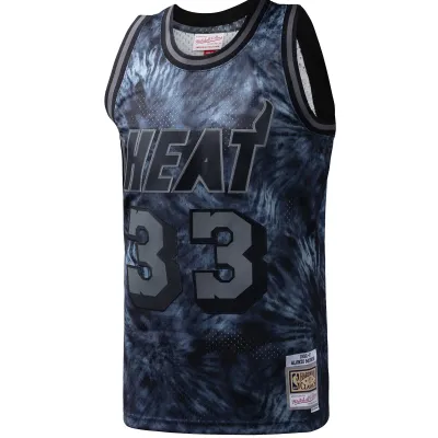 Men's Miami Heat Alonzo Mourning Black Hardwood Classics 1996/97 Tie-Dye Swingman Jersey 02