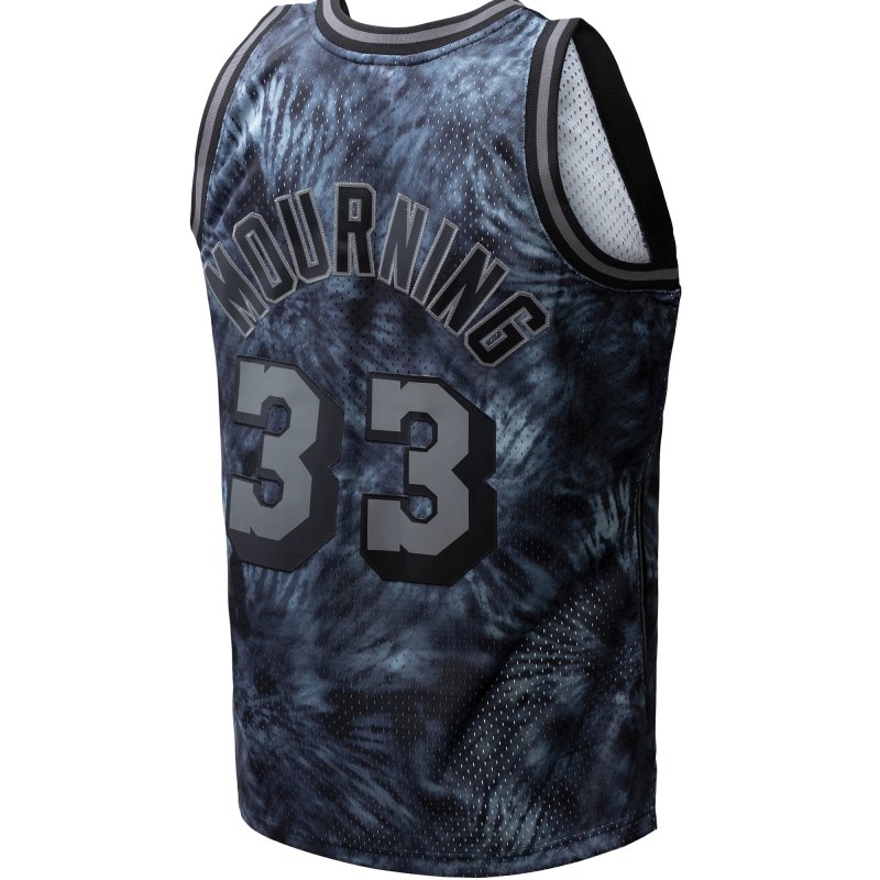 Men's Miami Heat Alonzo Mourning Black Hardwood Classics 1996/97 Tie-Dye Swingman Jersey