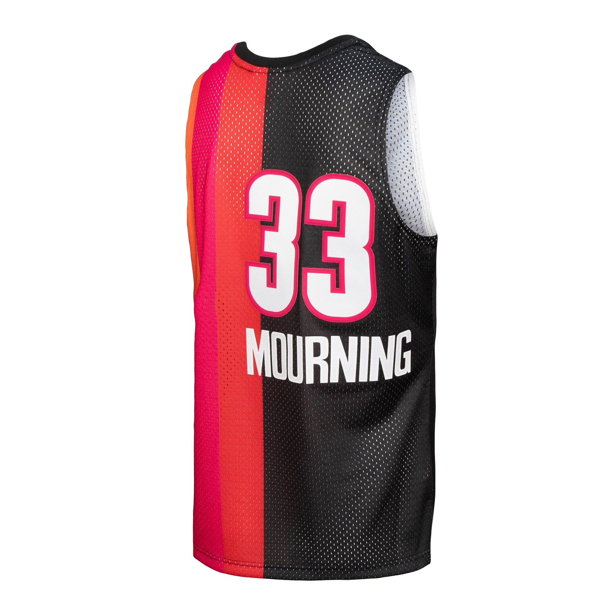 Men's Miami Heat Alonzo Mourning Black/Red Hardwood Classics 2005/06 Split Swingman Jersey