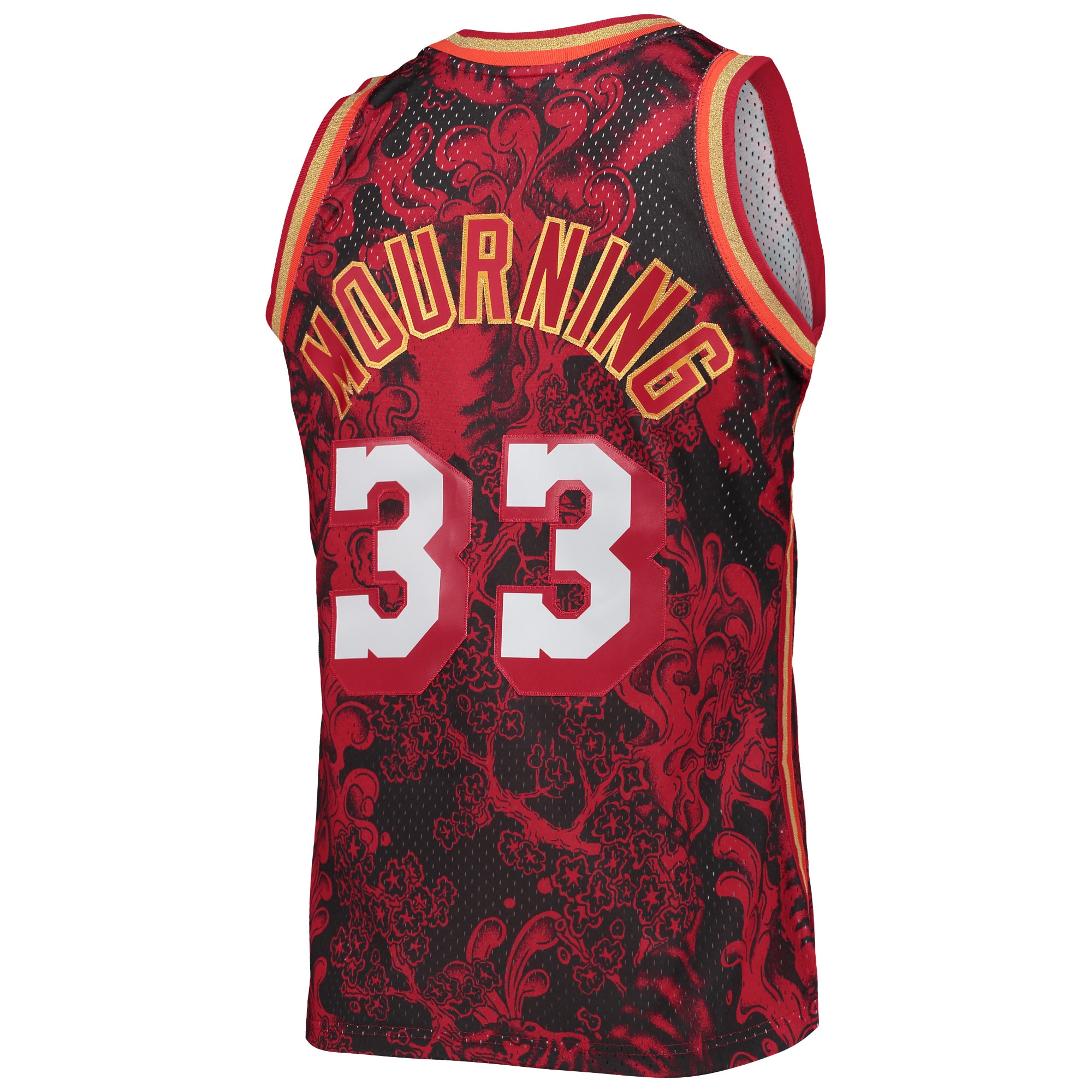 Men's Miami Heat Alonzo Mourning Red Hardwood Classics 1996/97 Lunar New Year Swingman Jersey