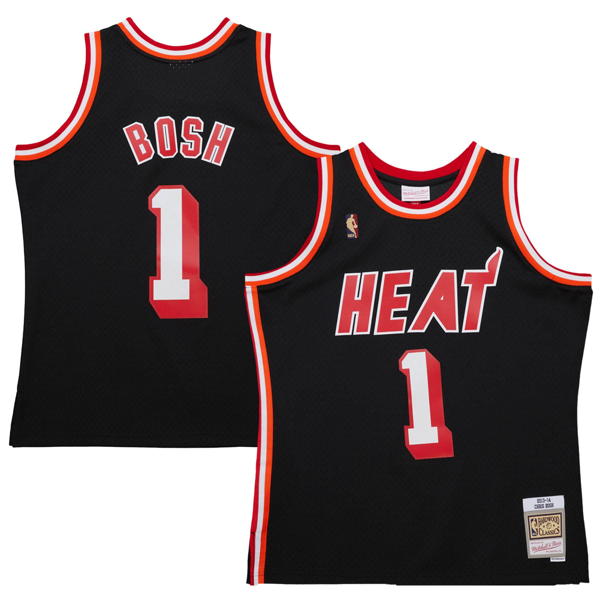 Men's Miami Heat Chris Bosh Black 2013/14 Hardwood Classics Swingman Jersey