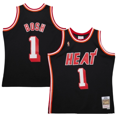 Men's Miami Heat Chris Bosh Black 2013/14 Hardwood Classics Swingman Jersey 01