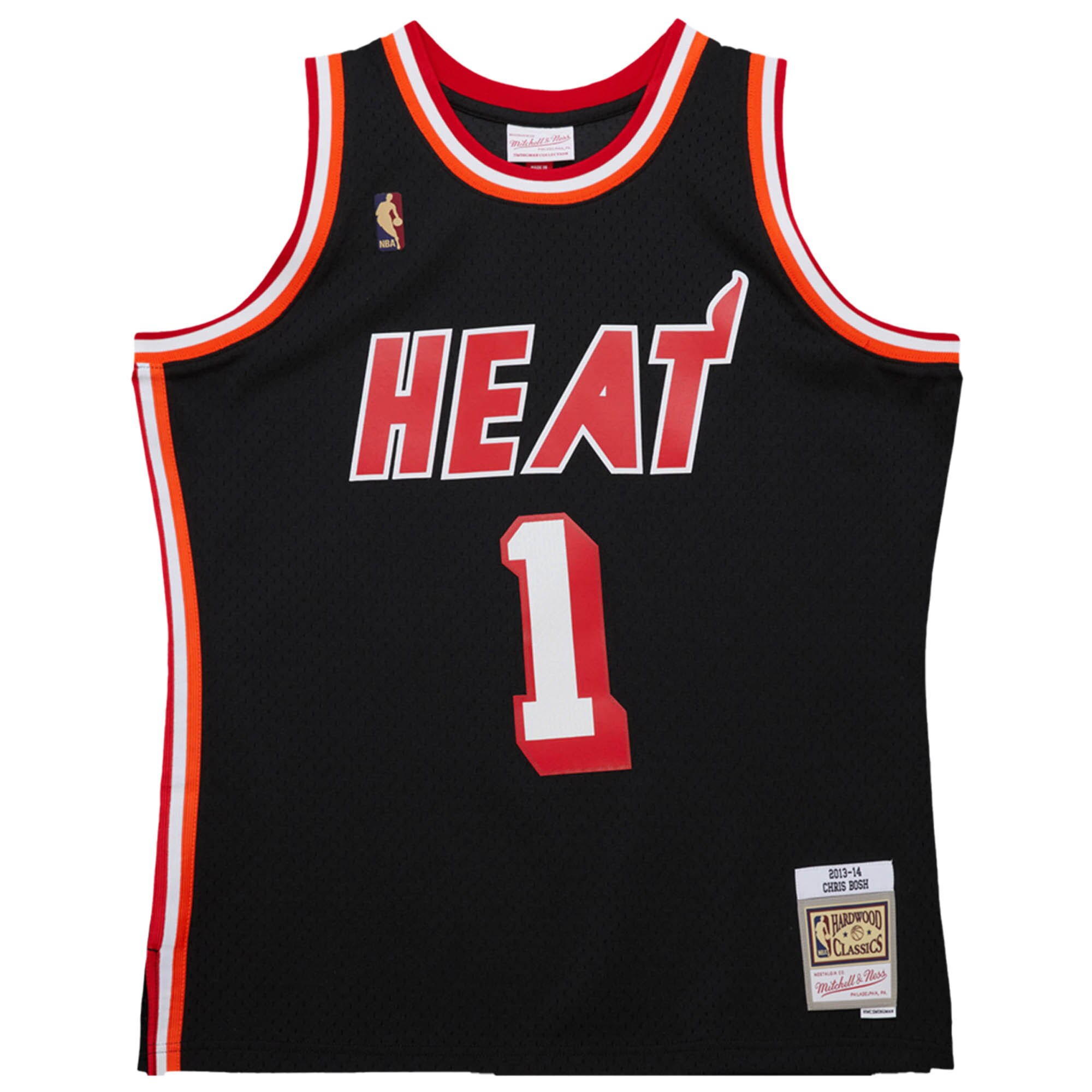 Men's Miami Heat Chris Bosh Black 2013/14 Hardwood Classics Swingman Jersey