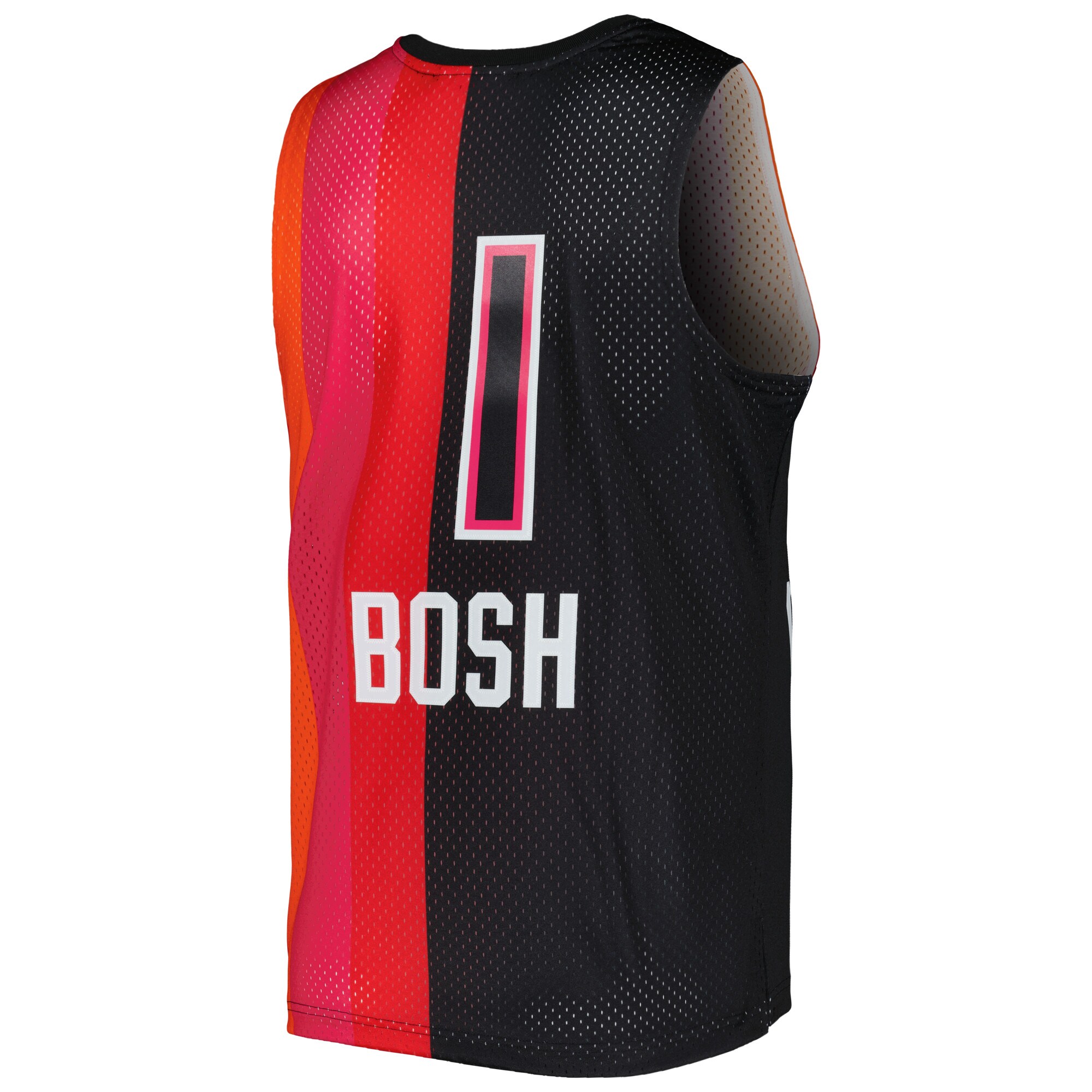 Men's Miami Heat Chris Bosh Black/Red Hardwood Classics 2011/12 Split Swingman Jersey
