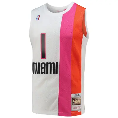 Men's Miami Heat Chris Bosh White 2001/02 Hardwood Classics Swingman Jersey 02