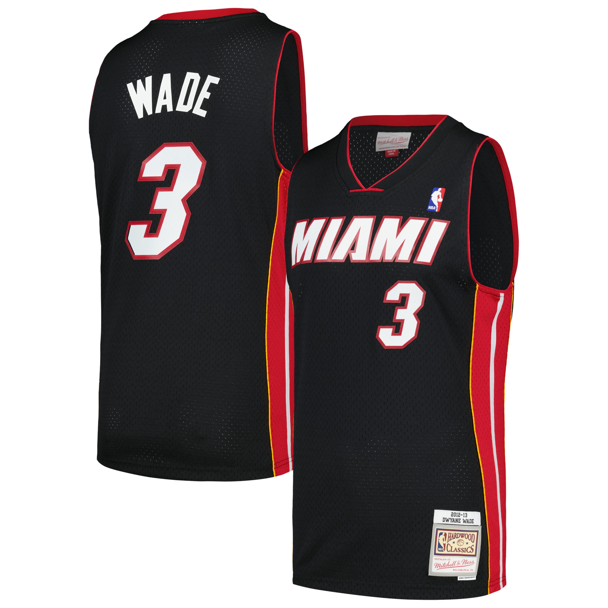 Men's Miami Heat Dwyane Wade Black 2012/13 Hardwood Classics Swingman Jersey