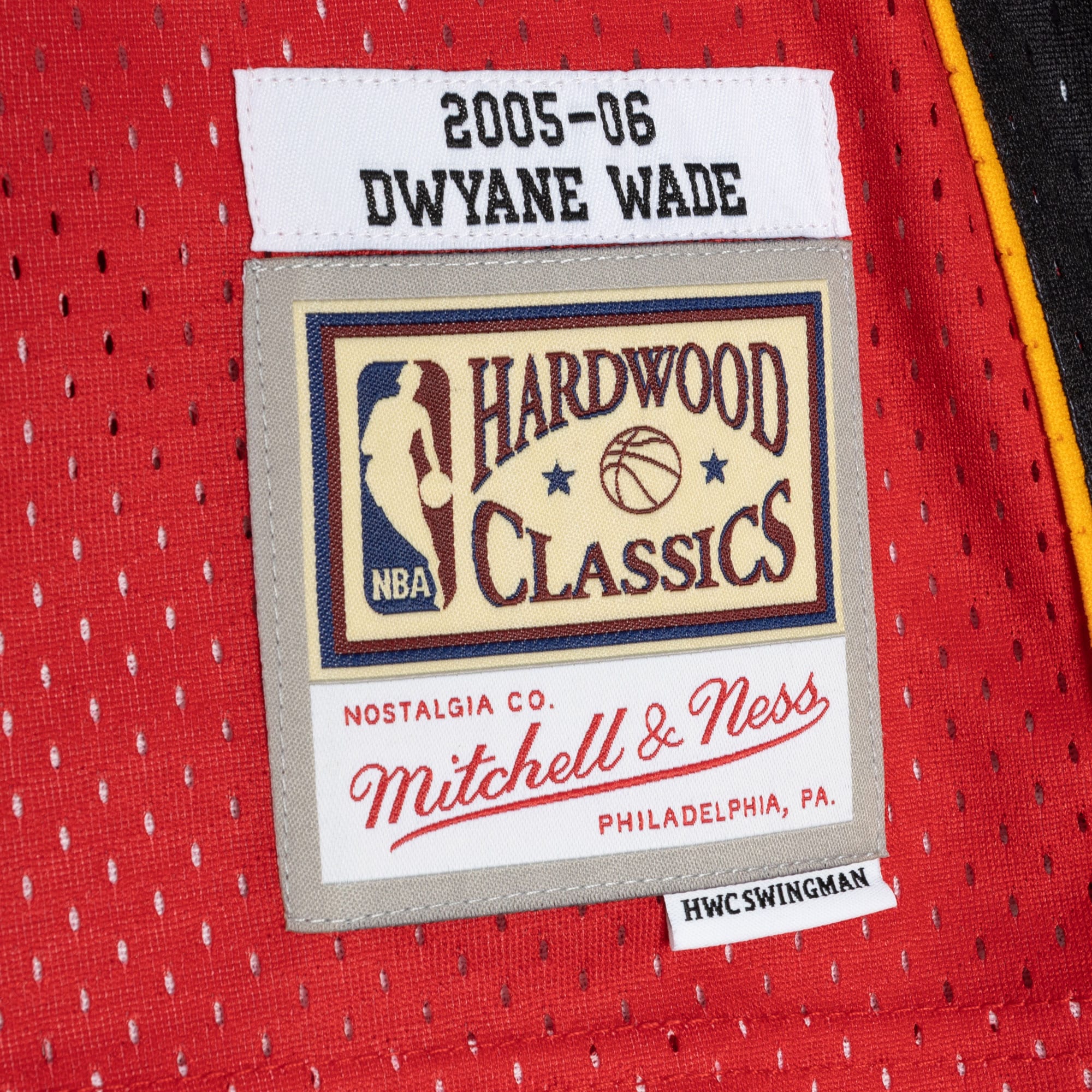 Men's Miami Heat Dwyane Wade Black/Red Hardwood Classics 2005/06 Split Swingman Jersey