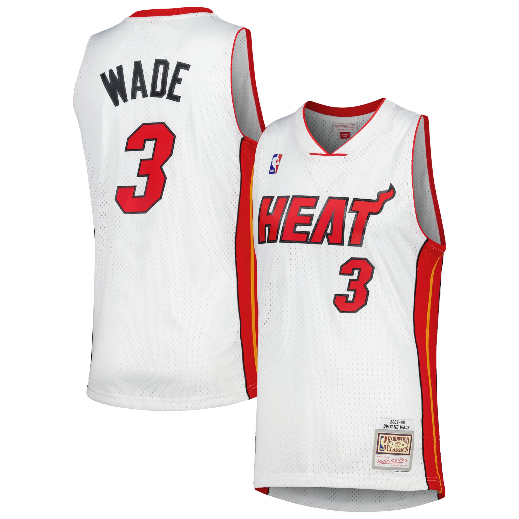 Men's Miami Heat Dwyane Wade White 2001/02 Hardwood Classics Swingman Jersey