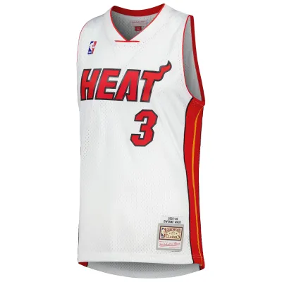 Men's Miami Heat Dwyane Wade White 2001/02 Hardwood Classics Swingman Jersey 02