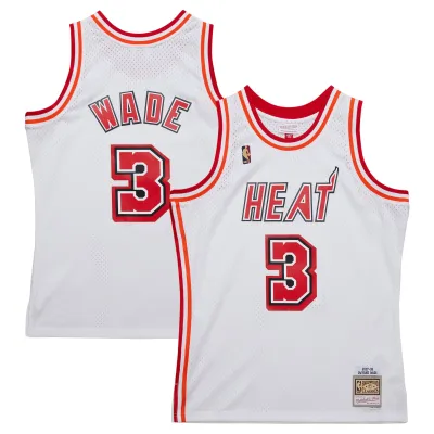 Men's Miami Heat Dwyane Wade White 2007/08 Hardwood Classics Swingman Jersey 01