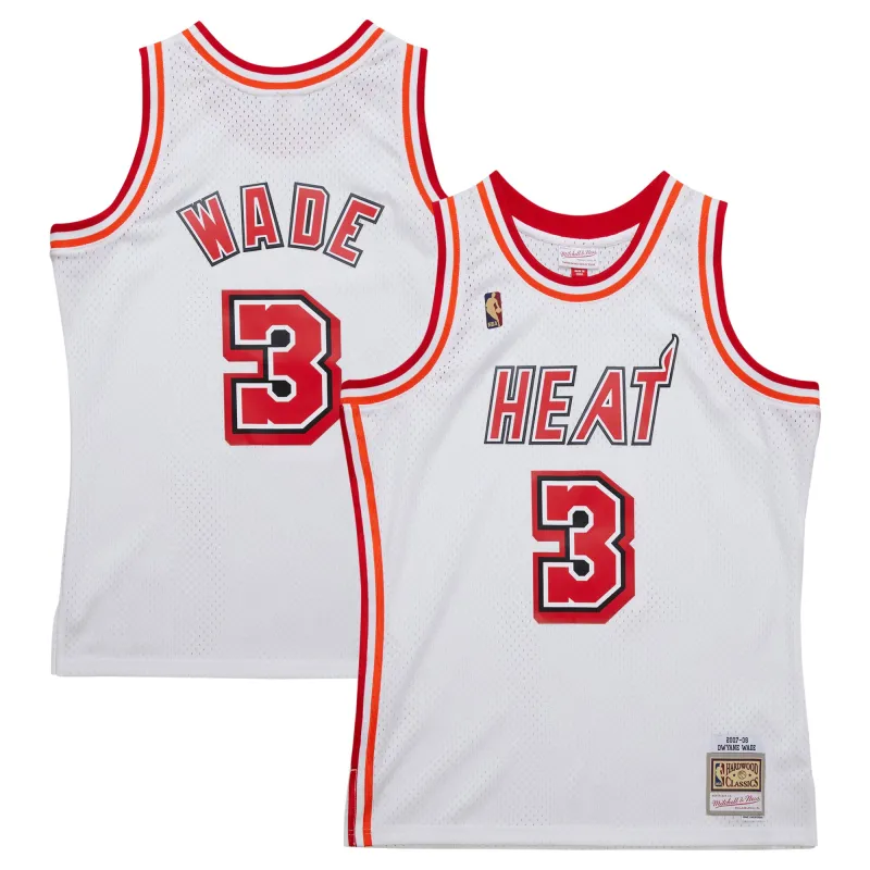 Men's Miami Heat Dwyane Wade White 2007/08 Hardwood Classics Swingman Jersey
