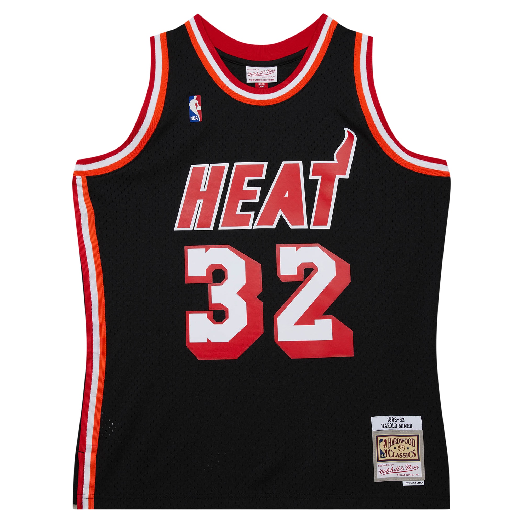 Men's Miami Heat Harold Miner Black 1992/93 Hardwood Classics Swingman Throwback Jersey