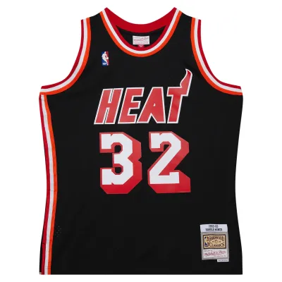 Men's Miami Heat Harold Miner Black 1992/93 Hardwood Classics Swingman Throwback Jersey 02