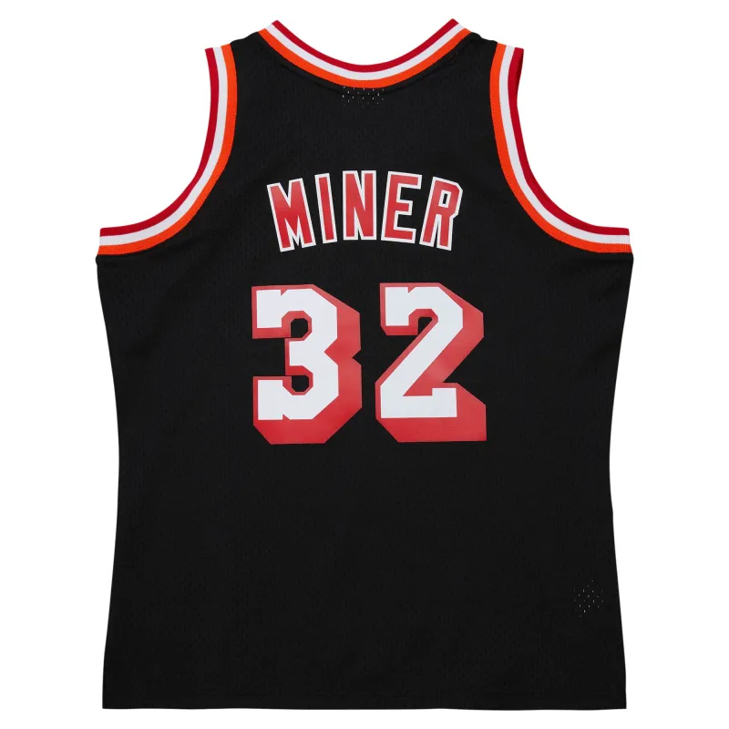 Men's Miami Heat Harold Miner Black 1992/93 Hardwood Classics Swingman Throwback Jersey