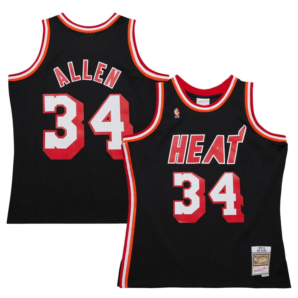 Men's Miami Heat Ray Allen Black 2013/14 Hardwood Classics Swingman Jersey