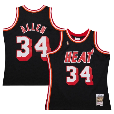 Men's Miami Heat Ray Allen Black 2013/14 Hardwood Classics Swingman Jersey 01