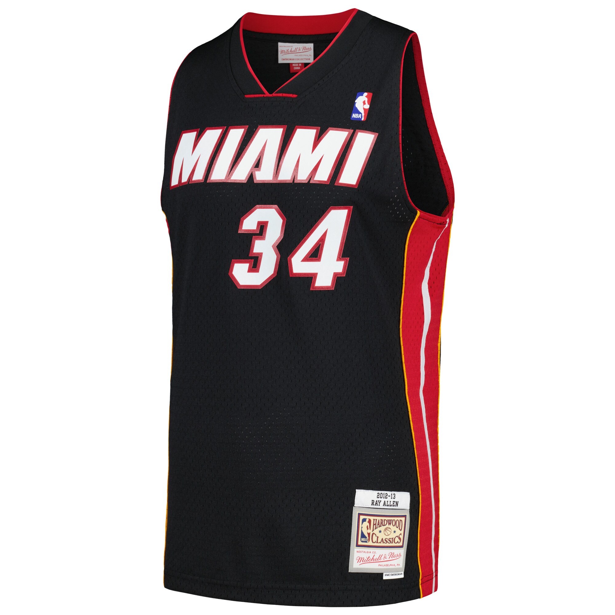 Men's Miami Heat Ray Allen Black 2012/13 Hardwood Classics Swingman Jersey