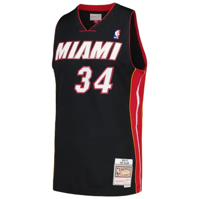 Men's Miami Heat Ray Allen Black 2012/13 Hardwood Classics Swingman Jersey 02