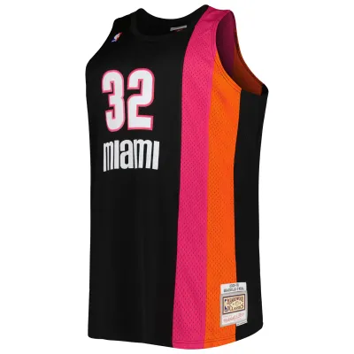 Men's Miami Heat Shaquille O'Neal Black Big & Tall Hardwood Classics 2005/06 Swingman Jersey 02