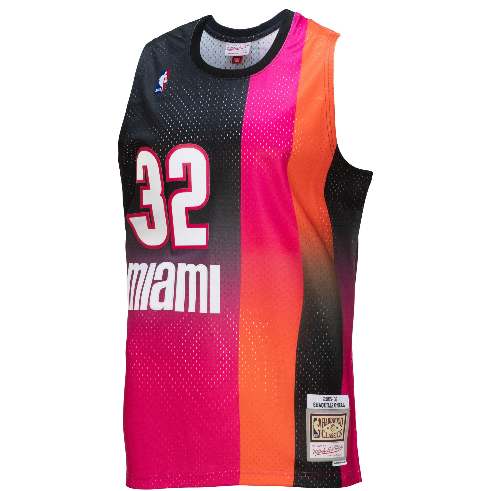 Men's Miami Heat Shaquille O'Neal Pink/Black 2005/06 Hardwood Classics Fadeaway Swingman Player Jersey