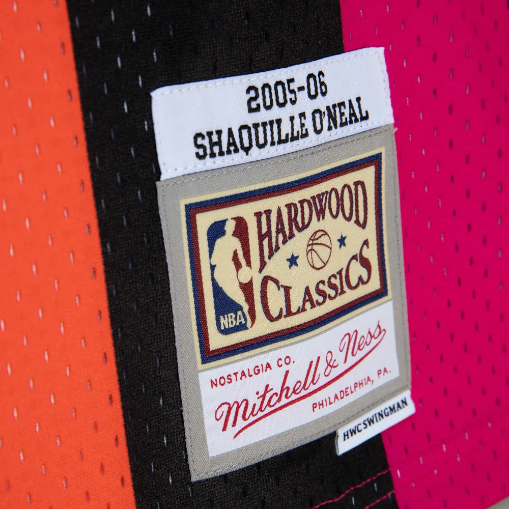 Men's Miami Heat Shaquille O'Neal Pink/Black 2005/06 Hardwood Classics Fadeaway Swingman Player Jersey
