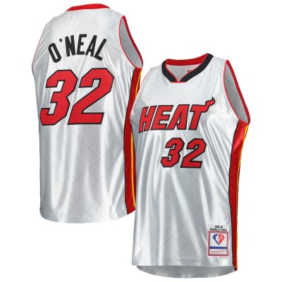 Men's Miami Heat Shaquille O'Neal Platinum 2005/06 Hardwood Classics 75th Anniversary Swingman Jersey 01