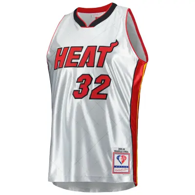 Men's Miami Heat Shaquille O'Neal Platinum 2005/06 Hardwood Classics 75th Anniversary Swingman Jersey 02