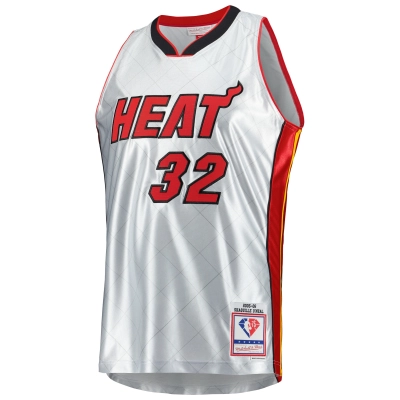 Men's Miami Heat Shaquille O'Neal Platinum 2005/06 Hardwood Classics 75th Anniversary Swingman Jersey 02