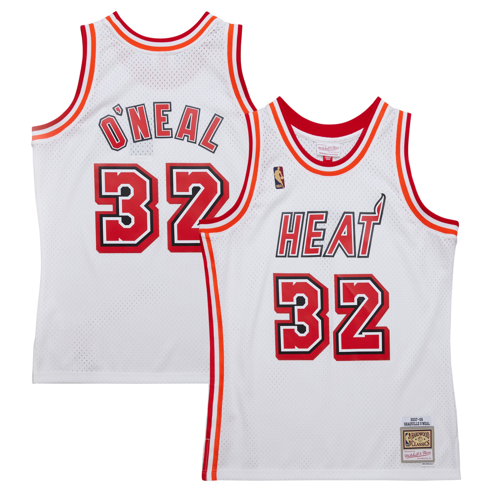 Men's Miami Heat Shaquille O'Neal White 2007/08 Hardwood Classics Swingman Jersey