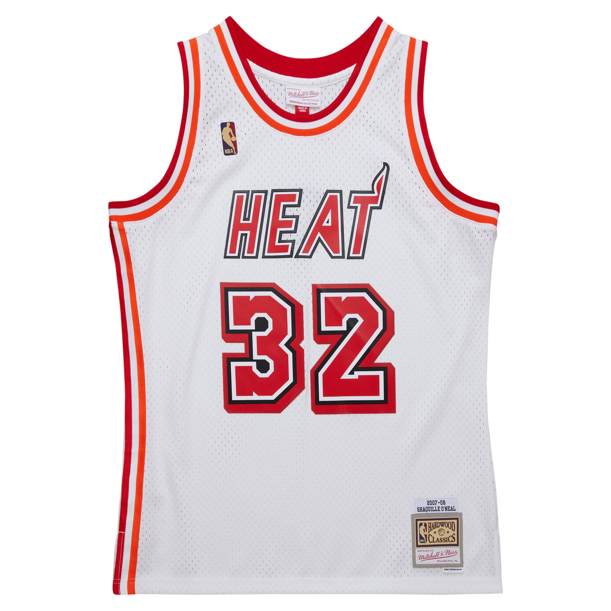 Men's Miami Heat Shaquille O'Neal White 2007/08 Hardwood Classics Swingman Jersey