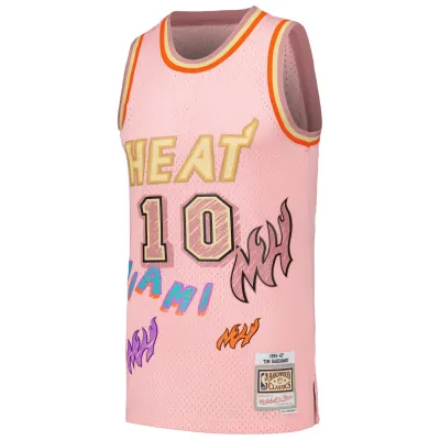 Men's Miami Heat Tim Hardaway Pink 1996/97 Swingman Sidewalk Sketch Jersey 02