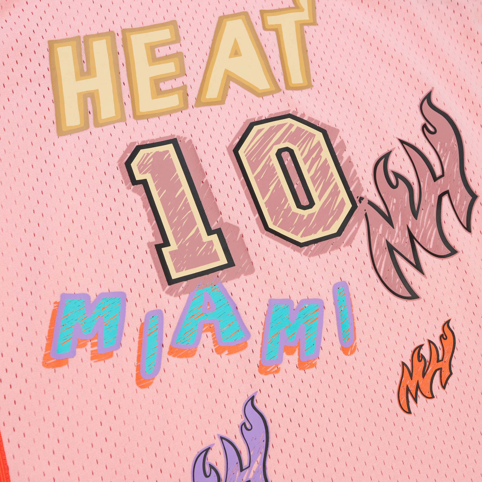 Men's Miami Heat Tim Hardaway Pink 1996/97 Swingman Sidewalk Sketch Jersey