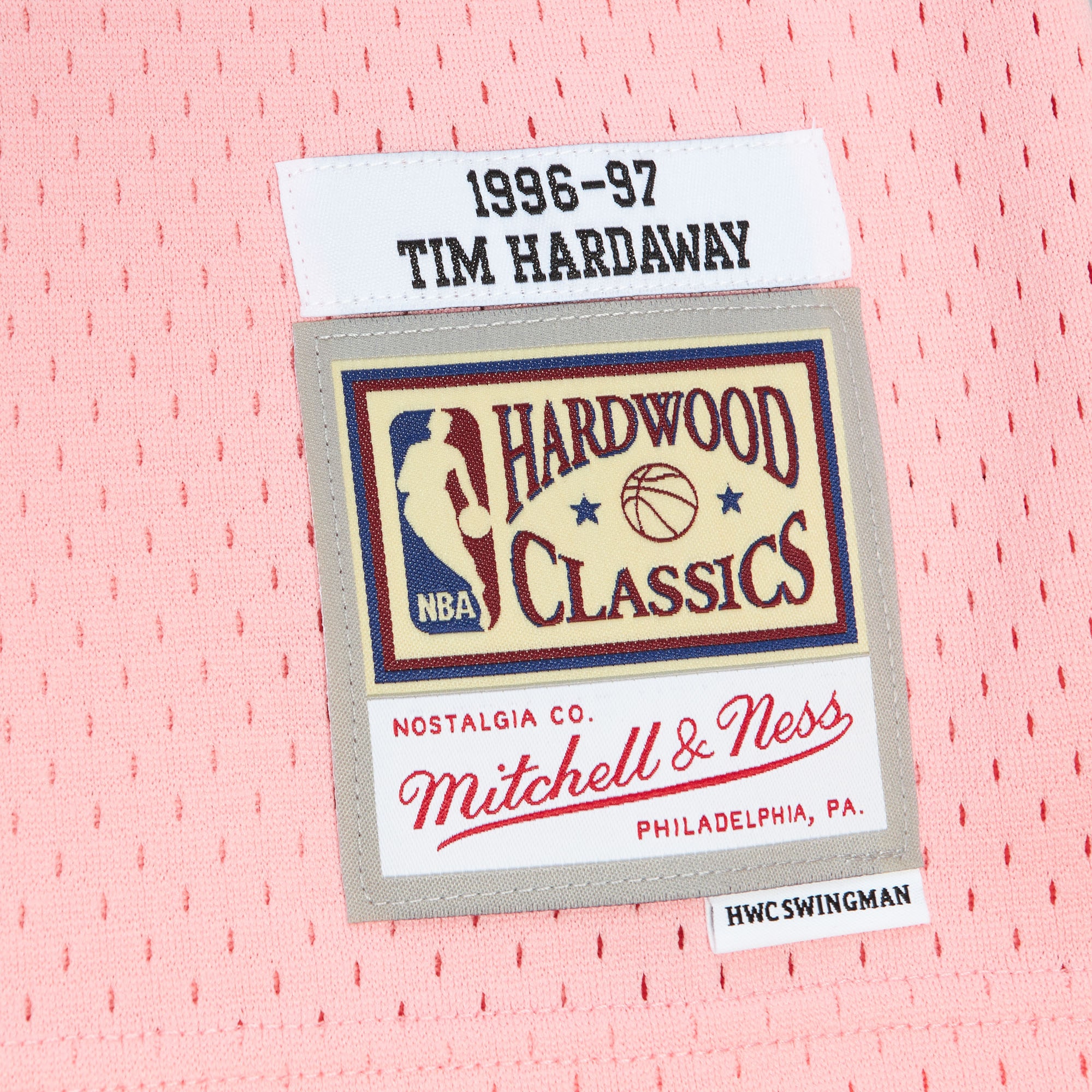 Men's Miami Heat Tim Hardaway Pink 1996/97 Swingman Sidewalk Sketch Jersey