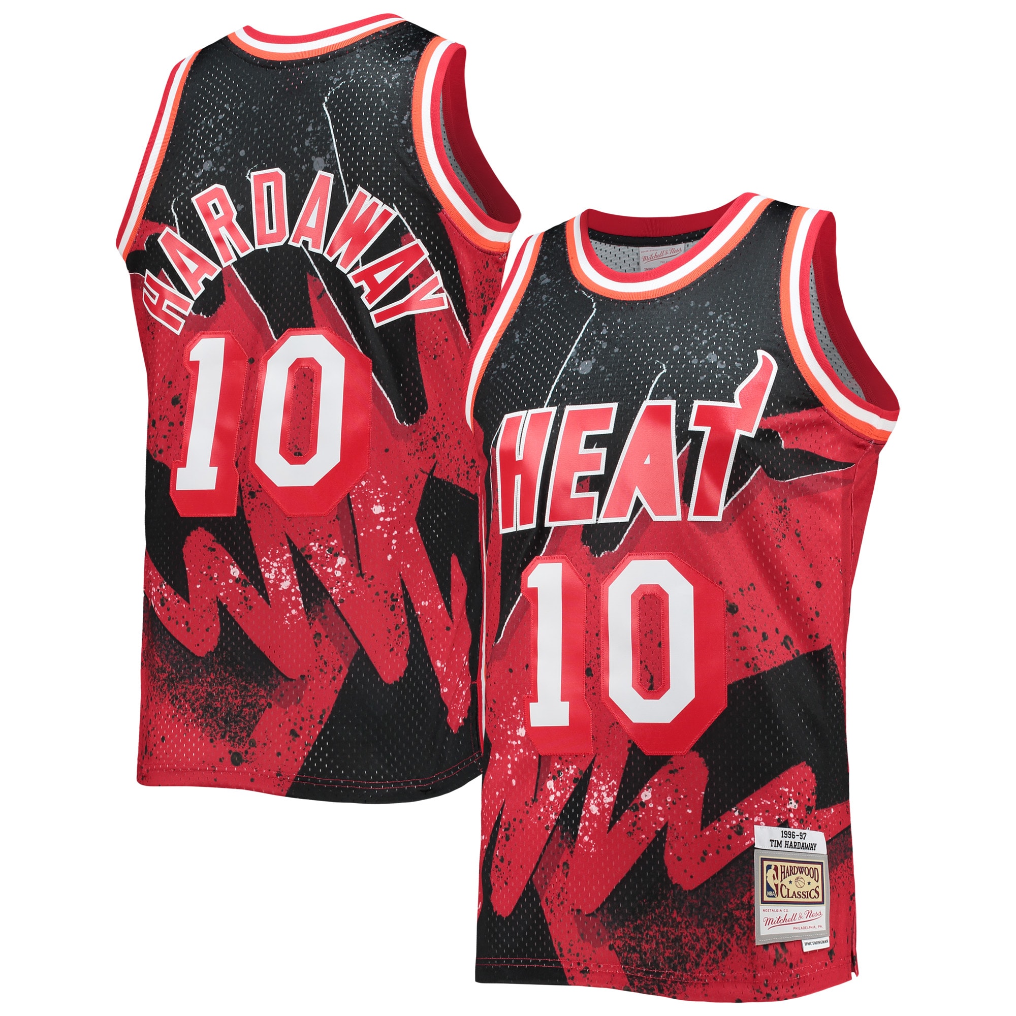 Men's Miami Heat Tim Hardaway Scarlet Hardwood Classics 1996/97 Hyper Hoops Swingman Jersey