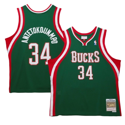 Men's Milwaukee Bucks Giannis Antetokounmpo Hunter Green 2013/14 Hardwood Classics Swingman Jersey 01