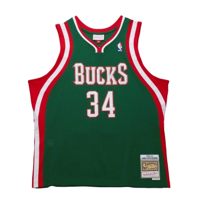 Men's Milwaukee Bucks Giannis Antetokounmpo Hunter Green 2013/14 Hardwood Classics Swingman Jersey 02