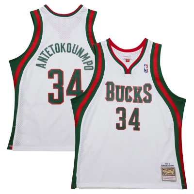 Men's Milwaukee Bucks Giannis Antetokounmpo White 2013/14 Hardwood Classics Swingman Jersey 01