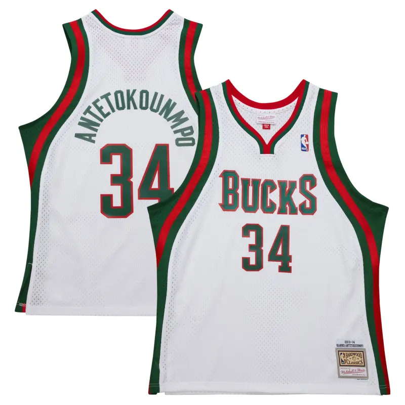 Men's Milwaukee Bucks Giannis Antetokounmpo White 2013/14 Hardwood Classics Swingman Jersey