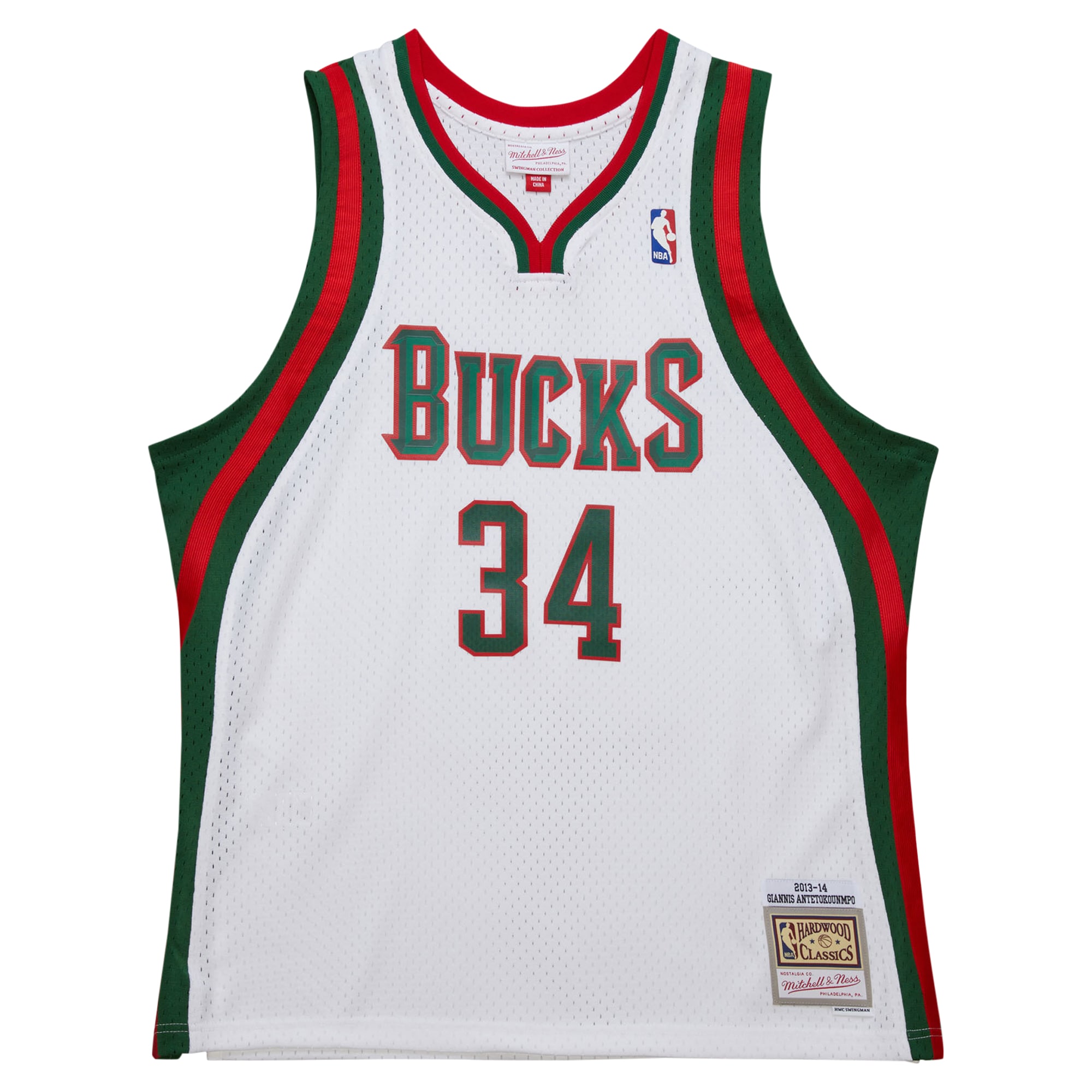Men's Milwaukee Bucks Giannis Antetokounmpo White 2013/14 Hardwood Classics Swingman Jersey